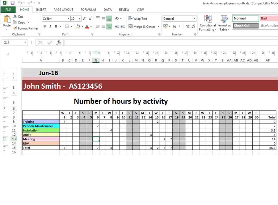 microsoft excel template tasks schedule