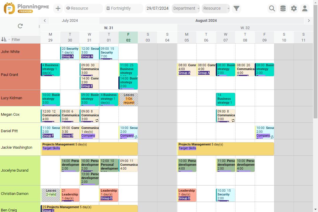 Training and course scheduling software