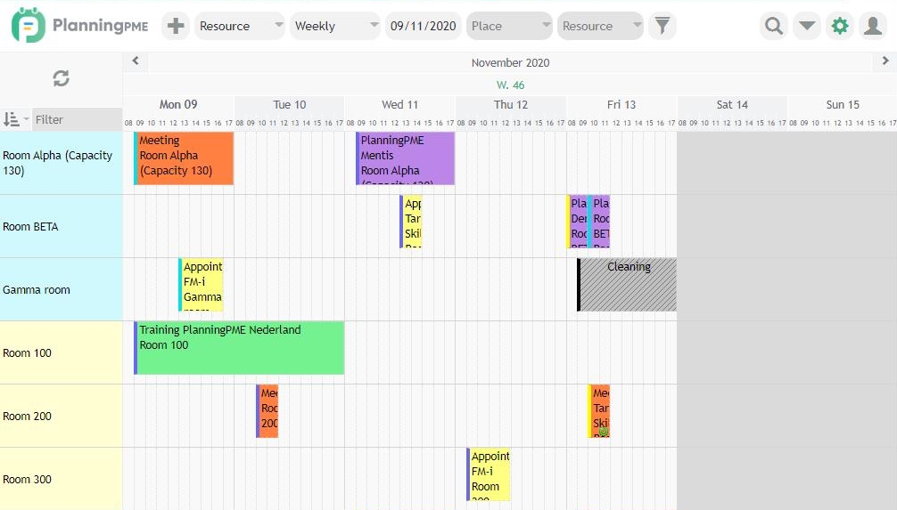 Room scheduling software PlanningPME