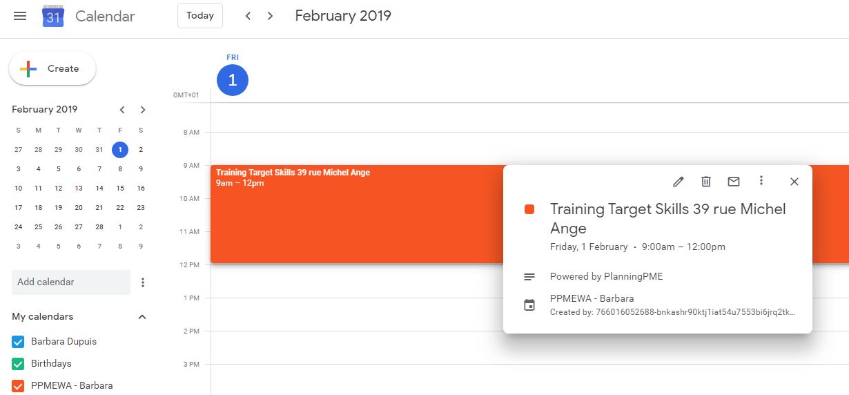 Synchronize PlanningPME with Google Calendar